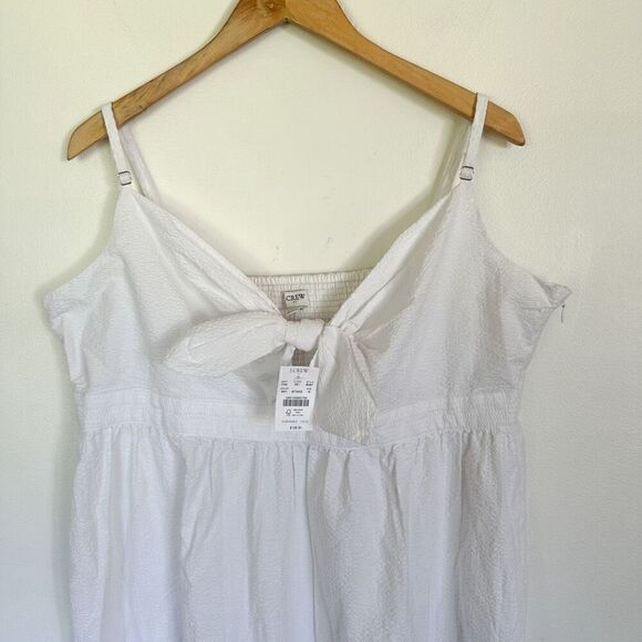 J. Crew Factory Women’s White Seersucker Tie Front Midi Dress - Picture 4 of 13